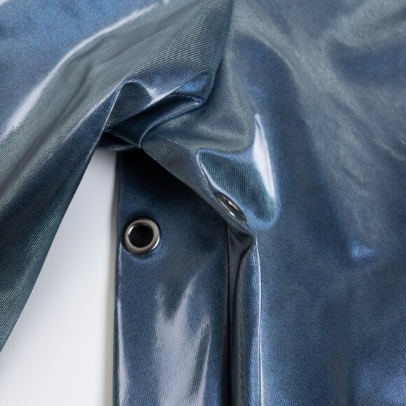 RAINS A-Line Waterproof Hooded Rain Jacket in Sonic Blue Metallic XS - Picture 8 of 15